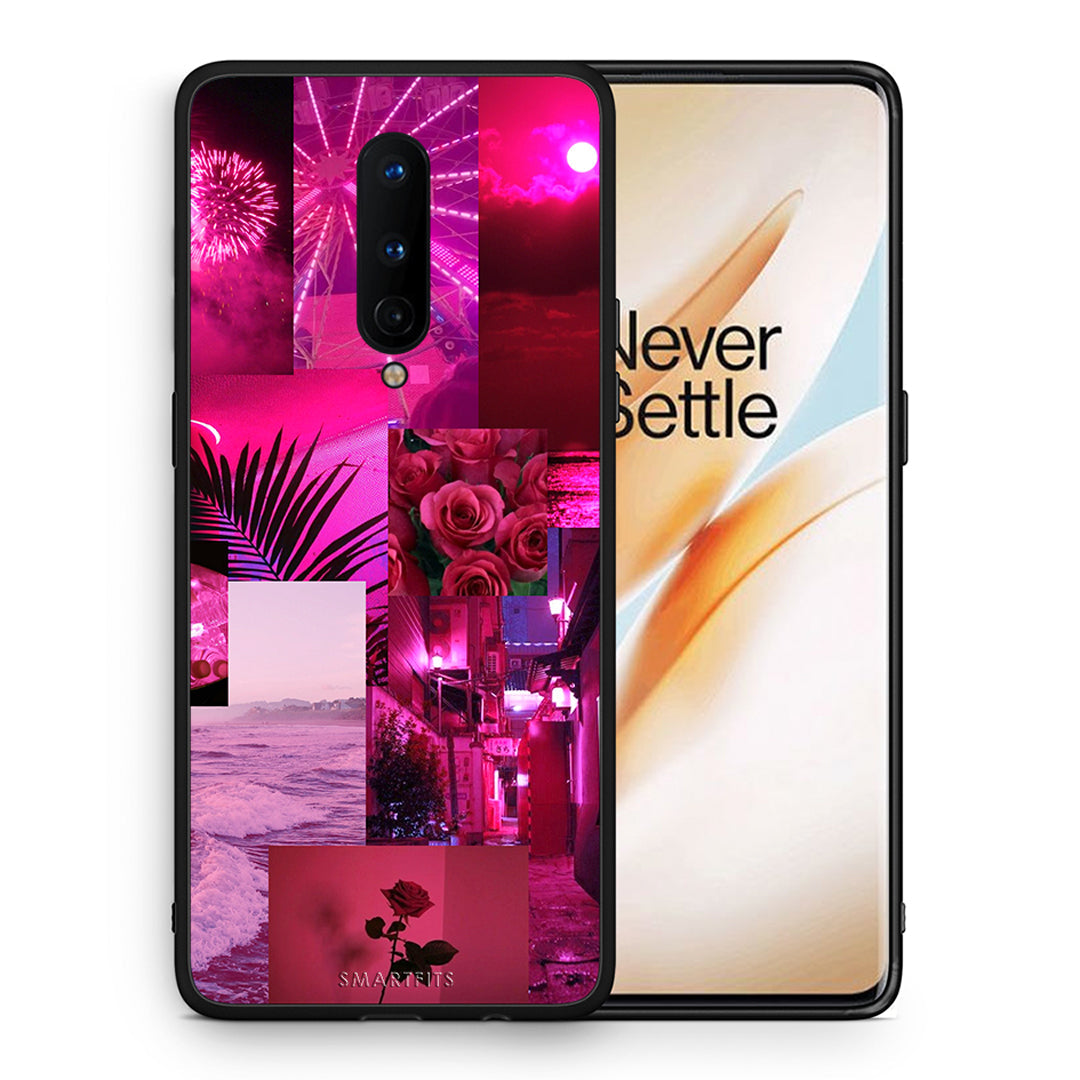 Θήκη Αγίου Βαλεντίνου OnePlus 8 Collage Red Roses από τη Smartfits με σχέδιο στο πίσω μέρος και μαύρο περίβλημα | OnePlus 8 Collage Red Roses case with colorful back and black bezels