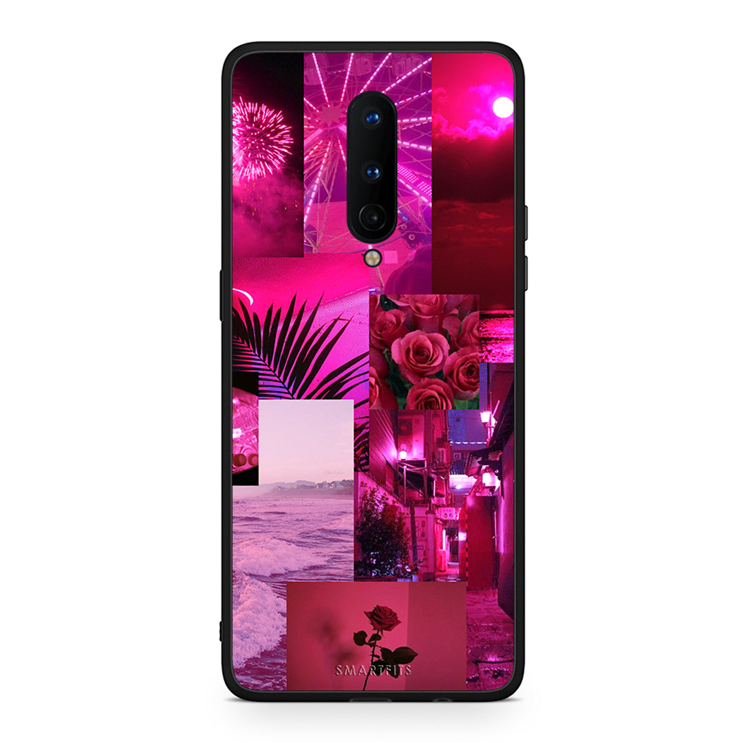 OnePlus 8 Collage Red Roses Θήκη Αγίου Βαλεντίνου από τη Smartfits με σχέδιο στο πίσω μέρος και μαύρο περίβλημα | Smartphone case with colorful back and black bezels by Smartfits