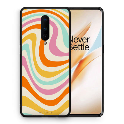 Θήκη OnePlus 8 Colourful Waves από τη Smartfits με σχέδιο στο πίσω μέρος και μαύρο περίβλημα | OnePlus 8 Colourful Waves case with colorful back and black bezels