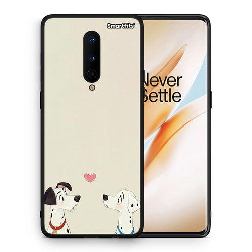 Θήκη OnePlus 8 Dalmatians Love από τη Smartfits με σχέδιο στο πίσω μέρος και μαύρο περίβλημα | OnePlus 8 Dalmatians Love case with colorful back and black bezels