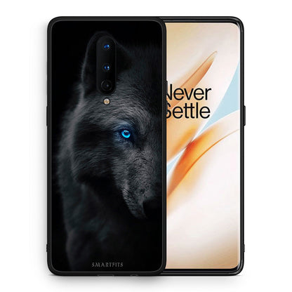 Θήκη OnePlus 8 Dark Wolf από τη Smartfits με σχέδιο στο πίσω μέρος και μαύρο περίβλημα | OnePlus 8 Dark Wolf case with colorful back and black bezels