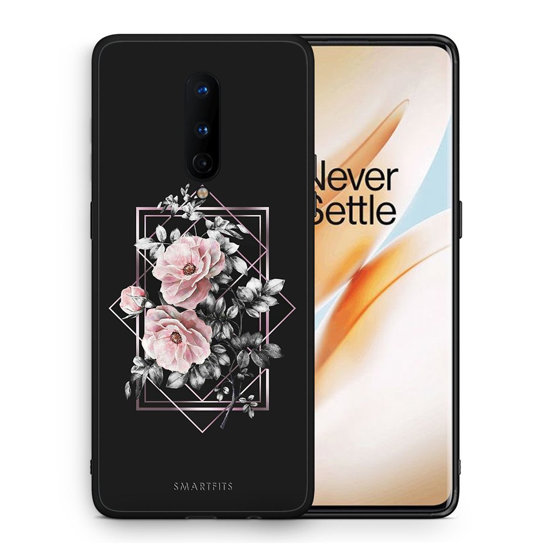 Θήκη OnePlus 8 Frame Flower από τη Smartfits με σχέδιο στο πίσω μέρος και μαύρο περίβλημα | OnePlus 8 Frame Flower case with colorful back and black bezels