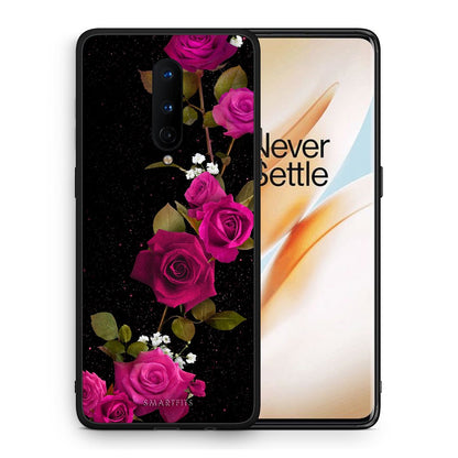 Θήκη OnePlus 8 Red Roses Flower από τη Smartfits με σχέδιο στο πίσω μέρος και μαύρο περίβλημα | OnePlus 8 Red Roses Flower case with colorful back and black bezels