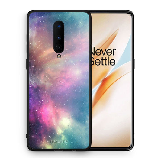 Θήκη OnePlus 8 Rainbow Galaxy από τη Smartfits με σχέδιο στο πίσω μέρος και μαύρο περίβλημα | OnePlus 8 Rainbow Galaxy case with colorful back and black bezels