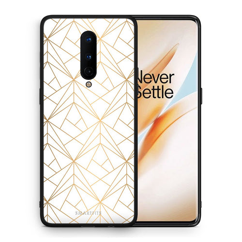 Θήκη OnePlus 8 Luxury White Geometric από τη Smartfits με σχέδιο στο πίσω μέρος και μαύρο περίβλημα | OnePlus 8 Luxury White Geometric case with colorful back and black bezels