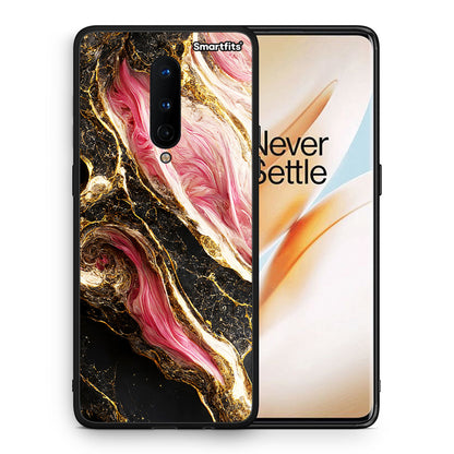 Θήκη OnePlus 8 Glamorous Pink Marble από τη Smartfits με σχέδιο στο πίσω μέρος και μαύρο περίβλημα | OnePlus 8 Glamorous Pink Marble case with colorful back and black bezels