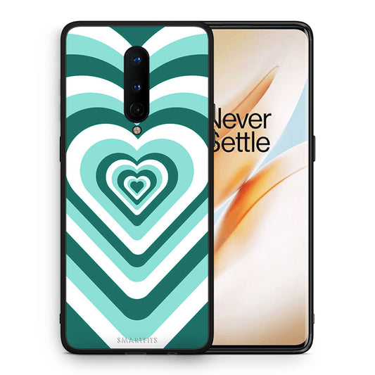 Θήκη OnePlus 8 Green Hearts από τη Smartfits με σχέδιο στο πίσω μέρος και μαύρο περίβλημα | OnePlus 8 Green Hearts case with colorful back and black bezels