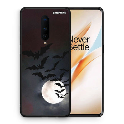 Θήκη OnePlus 8 Halloween Bat Night από τη Smartfits με σχέδιο στο πίσω μέρος και μαύρο περίβλημα | OnePlus 8 Halloween Bat Night case with colorful back and black bezels