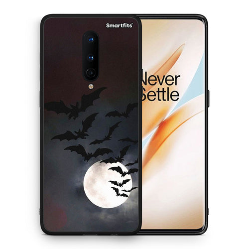 Θήκη OnePlus 8 Halloween Bat Night από τη Smartfits με σχέδιο στο πίσω μέρος και μαύρο περίβλημα | OnePlus 8 Halloween Bat Night case with colorful back and black bezels