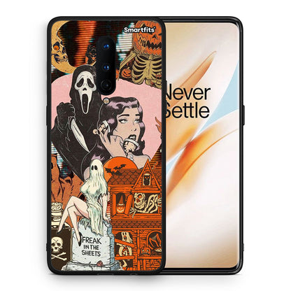 Θήκη OnePlus 8 Halloween Collage από τη Smartfits με σχέδιο στο πίσω μέρος και μαύρο περίβλημα | OnePlus 8 Halloween Collage case with colorful back and black bezels
