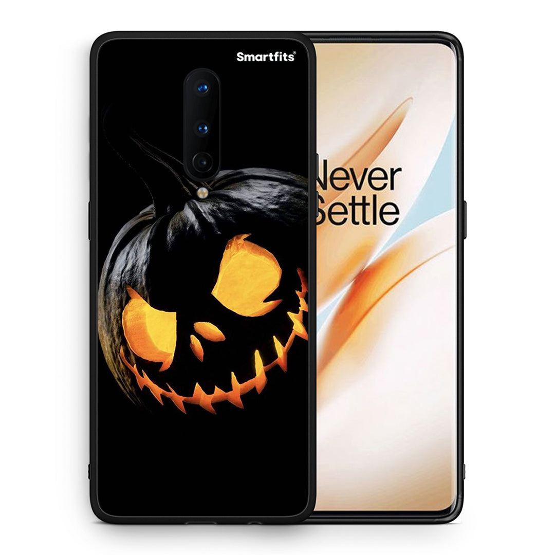 Θήκη OnePlus 8 Halloween Scary Pumpkin από τη Smartfits με σχέδιο στο πίσω μέρος και μαύρο περίβλημα | OnePlus 8 Halloween Scary Pumpkin case with colorful back and black bezels