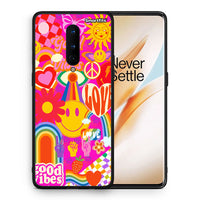 Thumbnail for Θήκη OnePlus 8 Hippie Love από τη Smartfits με σχέδιο στο πίσω μέρος και μαύρο περίβλημα | OnePlus 8 Hippie Love case with colorful back and black bezels
