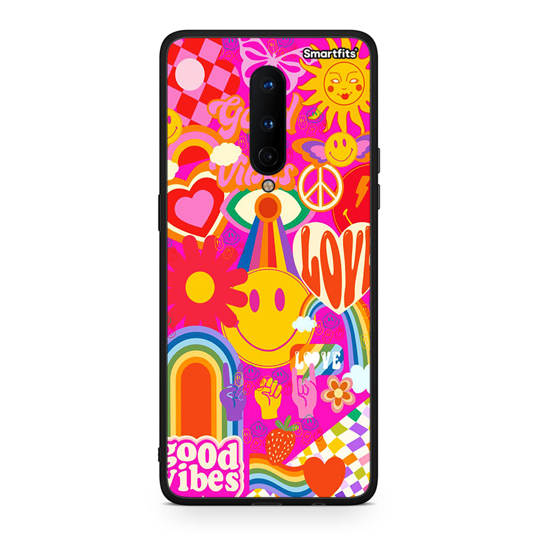 OnePlus 8 Hippie Love θήκη από τη Smartfits με σχέδιο στο πίσω μέρος και μαύρο περίβλημα | Smartphone case with colorful back and black bezels by Smartfits