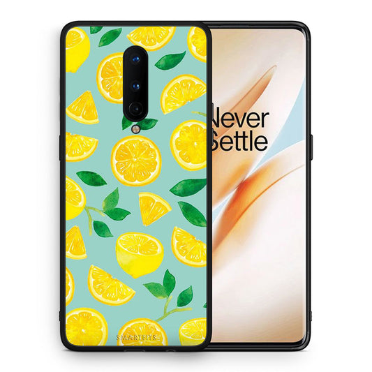 Θήκη OnePlus 8 Lemons από τη Smartfits με σχέδιο στο πίσω μέρος και μαύρο περίβλημα | OnePlus 8 Lemons case with colorful back and black bezels