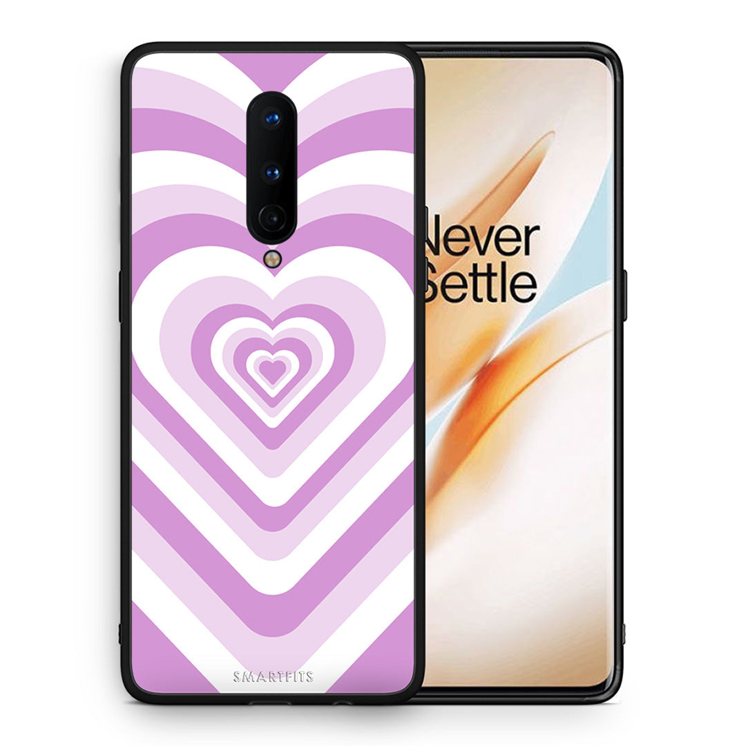 Θήκη OnePlus 8 Lilac Hearts από τη Smartfits με σχέδιο στο πίσω μέρος και μαύρο περίβλημα | OnePlus 8 Lilac Hearts case with colorful back and black bezels