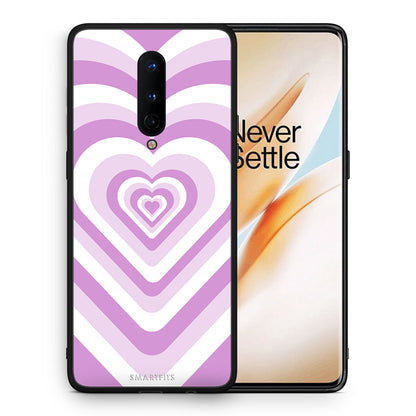 Θήκη OnePlus 8 Lilac Hearts από τη Smartfits με σχέδιο στο πίσω μέρος και μαύρο περίβλημα | OnePlus 8 Lilac Hearts case with colorful back and black bezels