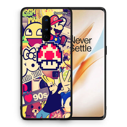 Θήκη OnePlus 8 Love The 90s από τη Smartfits με σχέδιο στο πίσω μέρος και μαύρο περίβλημα | OnePlus 8 Love The 90s case with colorful back and black bezels