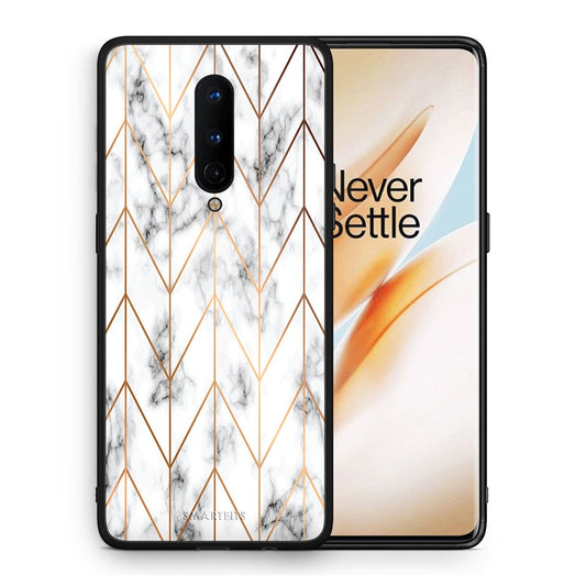 Θήκη OnePlus 8 Gold Geometric Marble από τη Smartfits με σχέδιο στο πίσω μέρος και μαύρο περίβλημα | OnePlus 8 Gold Geometric Marble case with colorful back and black bezels