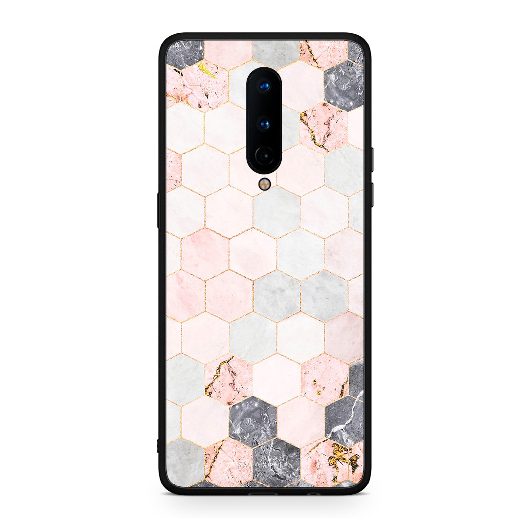 4 - OnePlus 8 Hexagon Pink Marble case, cover, bumper