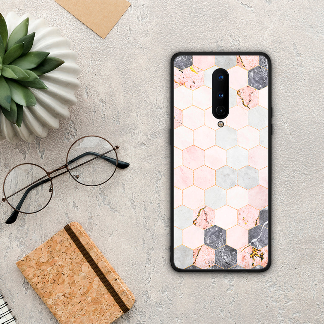 Marble Hexagon Pink - OnePlus 8 θήκη