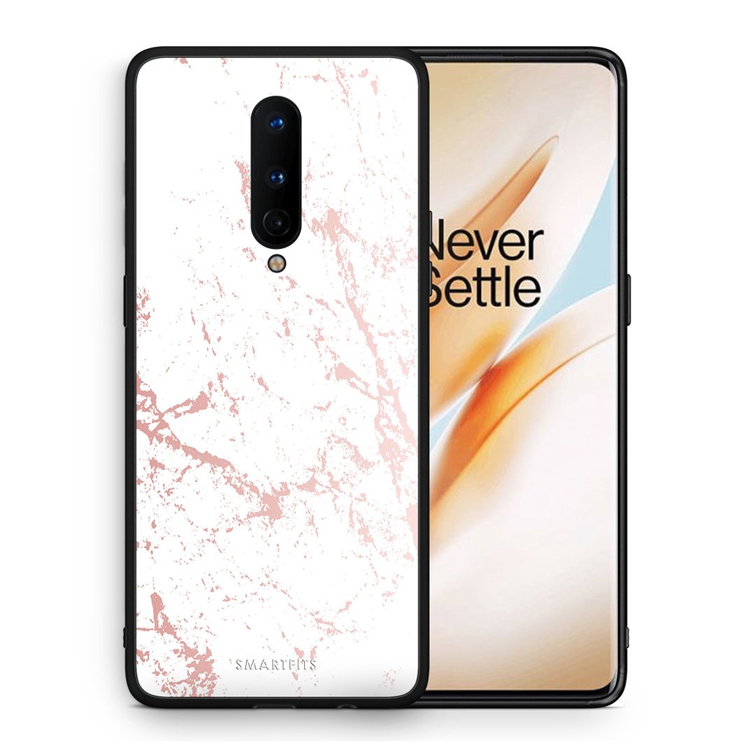 Θήκη OnePlus 8 Pink Splash Marble από τη Smartfits με σχέδιο στο πίσω μέρος και μαύρο περίβλημα | OnePlus 8 Pink Splash Marble case with colorful back and black bezels