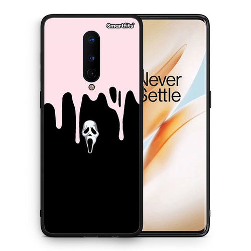 Θήκη OnePlus 8 Melting Halloween Mask από τη Smartfits με σχέδιο στο πίσω μέρος και μαύρο περίβλημα | OnePlus 8 Melting Halloween Mask case with colorful back and black bezels