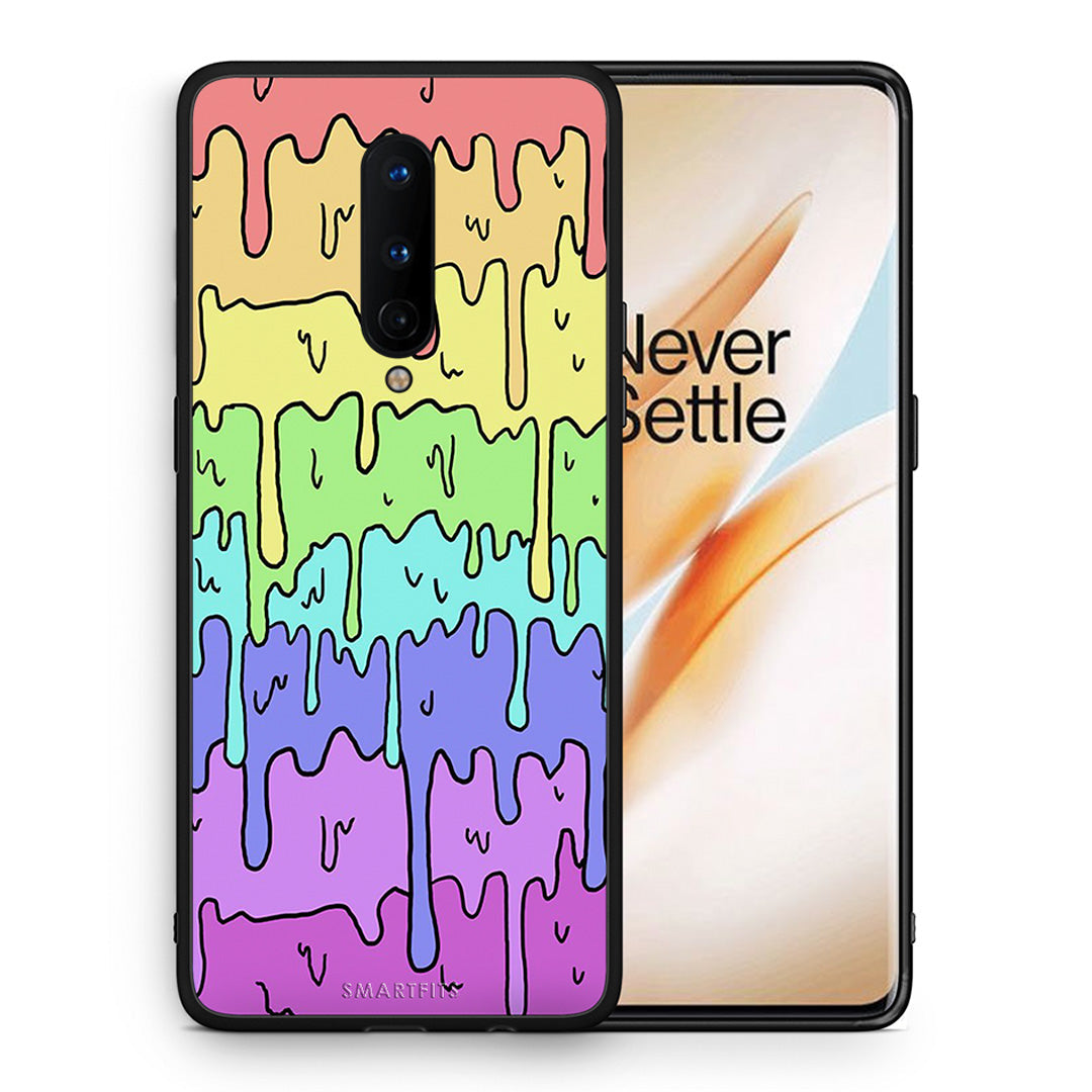Θήκη OnePlus 8 Melting Rainbow από τη Smartfits με σχέδιο στο πίσω μέρος και μαύρο περίβλημα | OnePlus 8 Melting Rainbow case with colorful back and black bezels