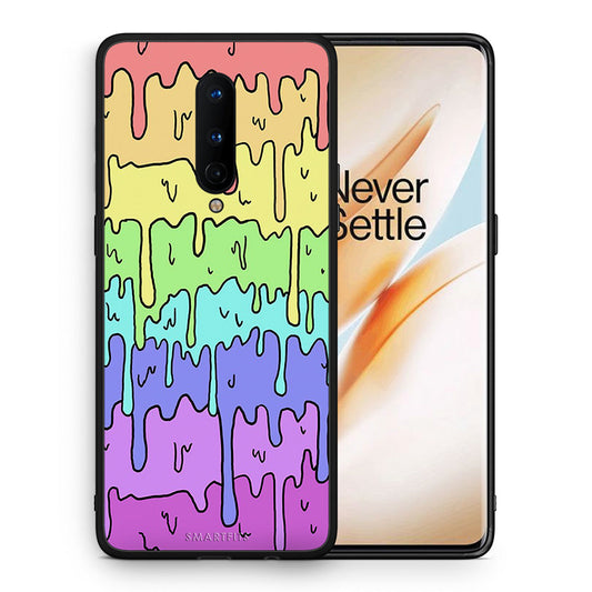 Θήκη OnePlus 8 Melting Rainbow από τη Smartfits με σχέδιο στο πίσω μέρος και μαύρο περίβλημα | OnePlus 8 Melting Rainbow case with colorful back and black bezels