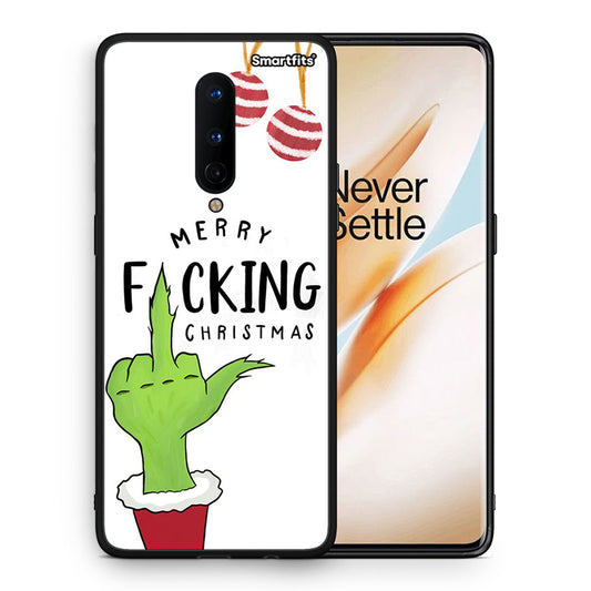 Θήκη OnePlus 8 Merry F Xmas από τη Smartfits με σχέδιο στο πίσω μέρος και μαύρο περίβλημα | OnePlus 8 Merry F Xmas case with colorful back and black bezels