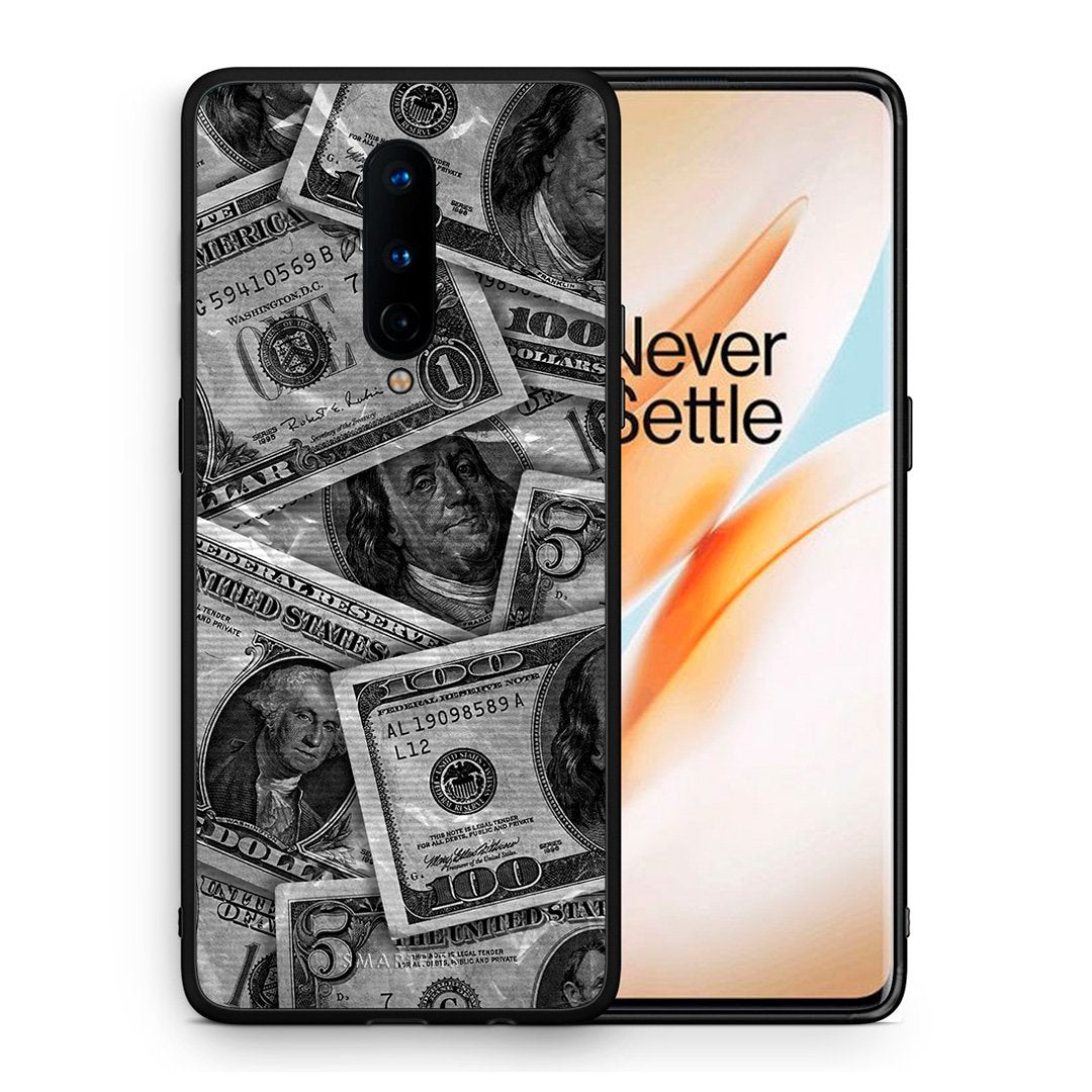 Θήκη OnePlus 8 Money Dollars από τη Smartfits με σχέδιο στο πίσω μέρος και μαύρο περίβλημα | OnePlus 8 Money Dollars case with colorful back and black bezels