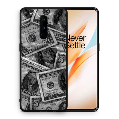 Θήκη OnePlus 8 Money Dollars από τη Smartfits με σχέδιο στο πίσω μέρος και μαύρο περίβλημα | OnePlus 8 Money Dollars case with colorful back and black bezels
