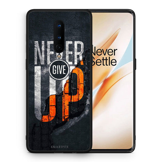 Θήκη Αγίου Βαλεντίνου OnePlus 8 Never Give Up από τη Smartfits με σχέδιο στο πίσω μέρος και μαύρο περίβλημα | OnePlus 8 Never Give Up case with colorful back and black bezels