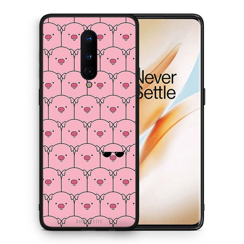 Θήκη OnePlus 8 Pig Glasses από τη Smartfits με σχέδιο στο πίσω μέρος και μαύρο περίβλημα | OnePlus 8 Pig Glasses case with colorful back and black bezels