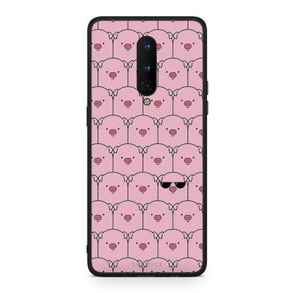 OnePlus 8 Pig Glasses θήκη από τη Smartfits με σχέδιο στο πίσω μέρος και μαύρο περίβλημα | Smartphone case with colorful back and black bezels by Smartfits