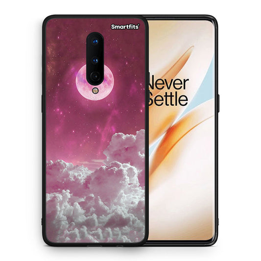 Θήκη OnePlus 8 Pink Moon από τη Smartfits με σχέδιο στο πίσω μέρος και μαύρο περίβλημα | OnePlus 8 Pink Moon case with colorful back and black bezels