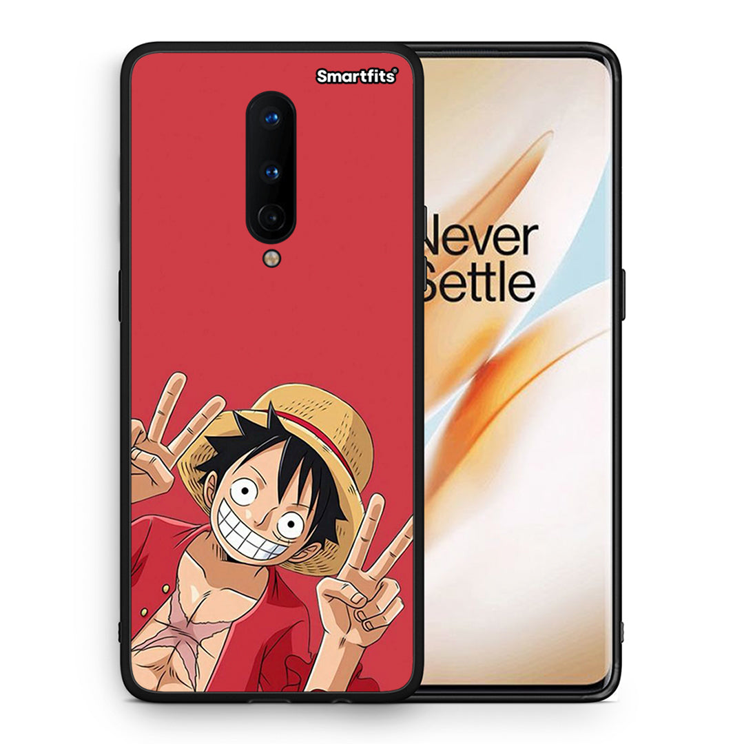 Θήκη OnePlus 8 Pirate Luffy από τη Smartfits με σχέδιο στο πίσω μέρος και μαύρο περίβλημα | OnePlus 8 Pirate Luffy case with colorful back and black bezels