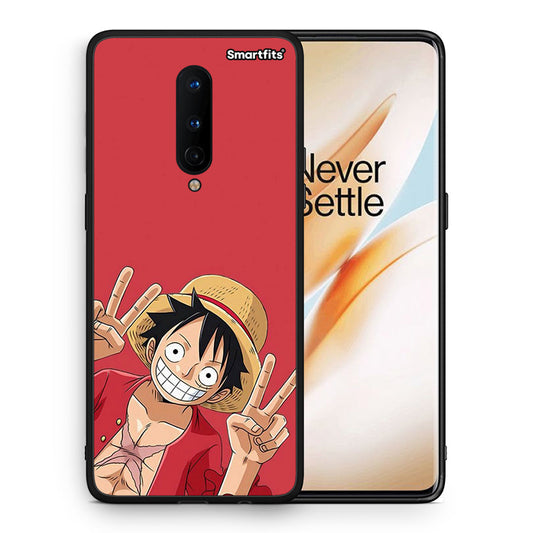 Θήκη OnePlus 8 Pirate Luffy από τη Smartfits με σχέδιο στο πίσω μέρος και μαύρο περίβλημα | OnePlus 8 Pirate Luffy case with colorful back and black bezels