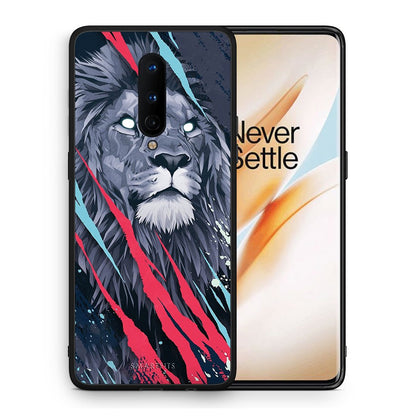 Θήκη OnePlus 8 Lion Designer PopArt από τη Smartfits με σχέδιο στο πίσω μέρος και μαύρο περίβλημα | OnePlus 8 Lion Designer PopArt case with colorful back and black bezels