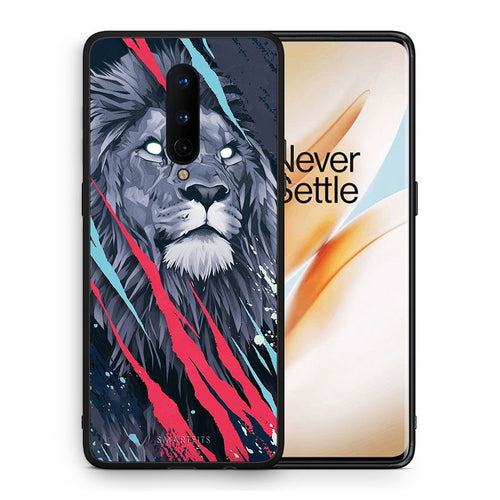 Θήκη OnePlus 8 Lion Designer PopArt από τη Smartfits με σχέδιο στο πίσω μέρος και μαύρο περίβλημα | OnePlus 8 Lion Designer PopArt case with colorful back and black bezels
