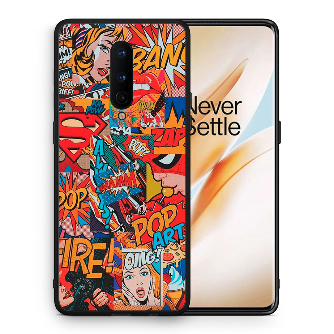 Θήκη OnePlus 8 PopArt OMG από τη Smartfits με σχέδιο στο πίσω μέρος και μαύρο περίβλημα | OnePlus 8 PopArt OMG case with colorful back and black bezels