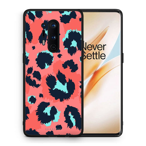Θήκη OnePlus 8 Pro Pink Leopard Animal από τη Smartfits με σχέδιο στο πίσω μέρος και μαύρο περίβλημα | OnePlus 8 Pro Pink Leopard Animal case with colorful back and black bezels