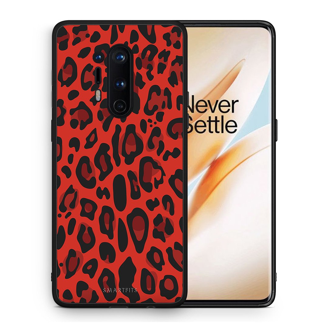 Θήκη OnePlus 8 Pro Red Leopard Animal από τη Smartfits με σχέδιο στο πίσω μέρος και μαύρο περίβλημα | OnePlus 8 Pro Red Leopard Animal case with colorful back and black bezels