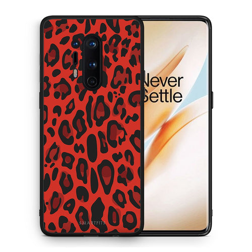 Θήκη OnePlus 8 Pro Red Leopard Animal από τη Smartfits με σχέδιο στο πίσω μέρος και μαύρο περίβλημα | OnePlus 8 Pro Red Leopard Animal case with colorful back and black bezels
