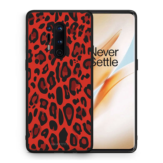 Θήκη OnePlus 8 Pro Red Leopard Animal από τη Smartfits με σχέδιο στο πίσω μέρος και μαύρο περίβλημα | OnePlus 8 Pro Red Leopard Animal case with colorful back and black bezels