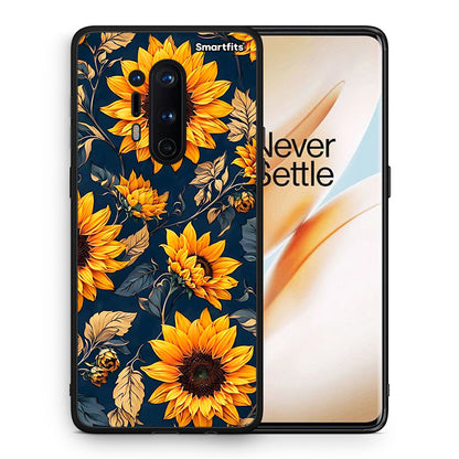 Θήκη OnePlus 8 Pro Autumn Sunflowers από τη Smartfits με σχέδιο στο πίσω μέρος και μαύρο περίβλημα | OnePlus 8 Pro Autumn Sunflowers case with colorful back and black bezels