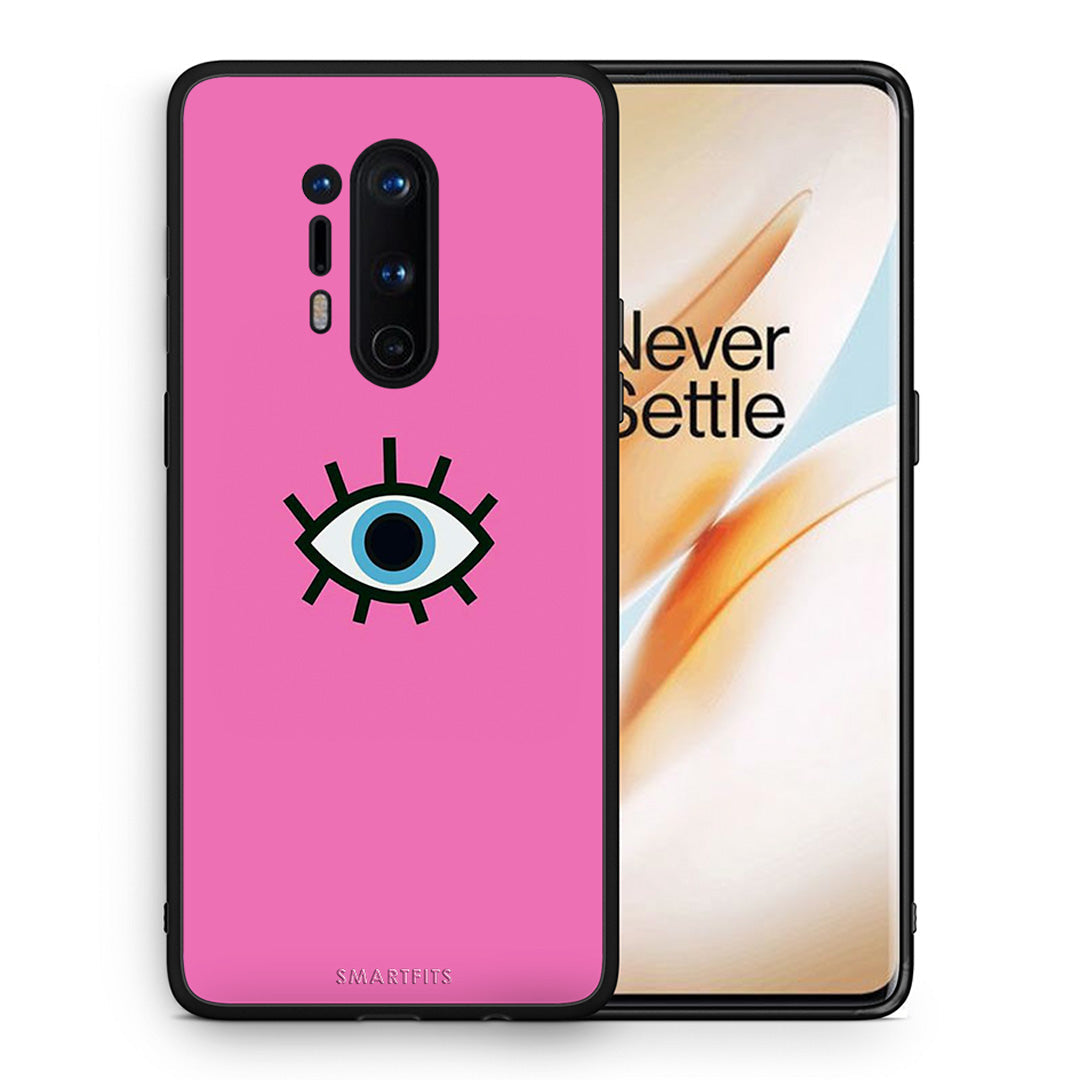 Θήκη OnePlus 8 Pro Blue Eye Pink από τη Smartfits με σχέδιο στο πίσω μέρος και μαύρο περίβλημα | OnePlus 8 Pro Blue Eye Pink case with colorful back and black bezels