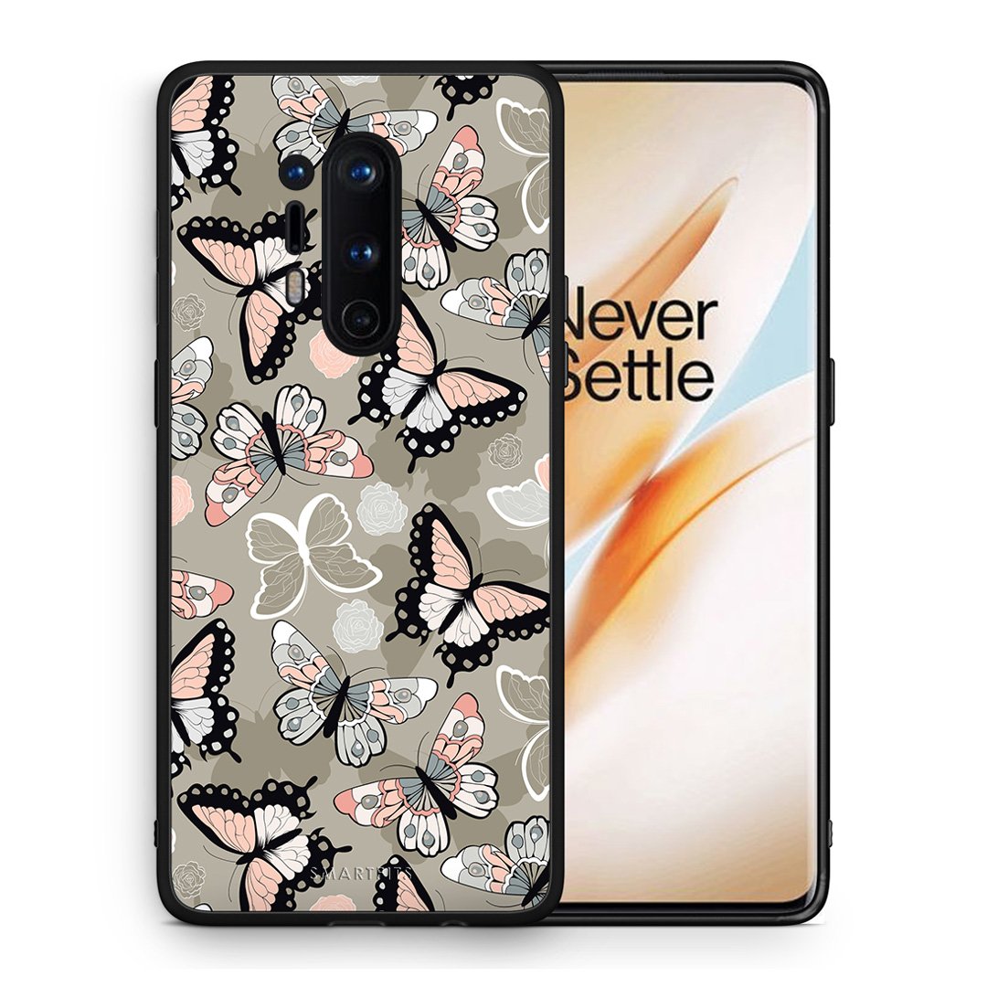 Θήκη OnePlus 8 Pro Butterflies Boho από τη Smartfits με σχέδιο στο πίσω μέρος και μαύρο περίβλημα | OnePlus 8 Pro Butterflies Boho case with colorful back and black bezels