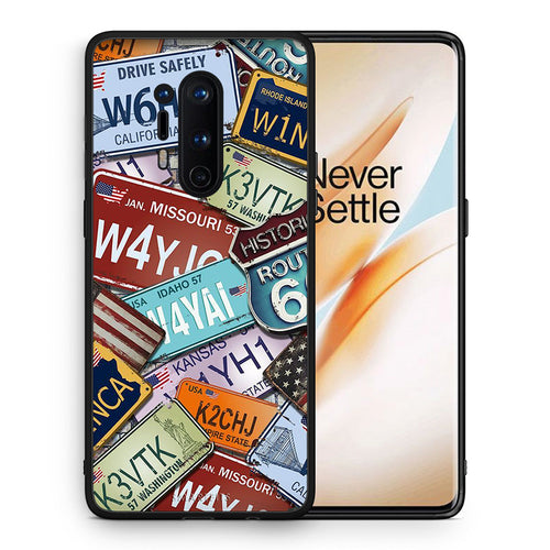 Θήκη OnePlus 8 Pro Car Plates από τη Smartfits με σχέδιο στο πίσω μέρος και μαύρο περίβλημα | OnePlus 8 Pro Car Plates case with colorful back and black bezels
