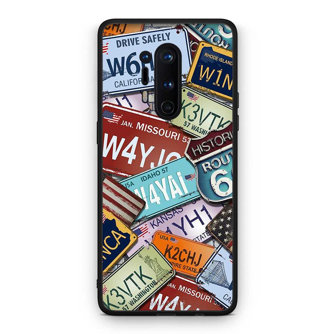 OnePlus 8 Pro Car Plates θήκη από τη Smartfits με σχέδιο στο πίσω μέρος και μαύρο περίβλημα | Smartphone case with colorful back and black bezels by Smartfits