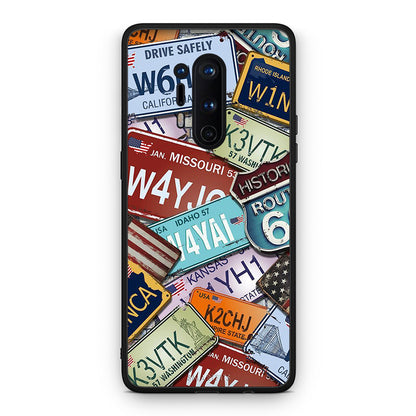 OnePlus 8 Pro Car Plates θήκη από τη Smartfits με σχέδιο στο πίσω μέρος και μαύρο περίβλημα | Smartphone case with colorful back and black bezels by Smartfits